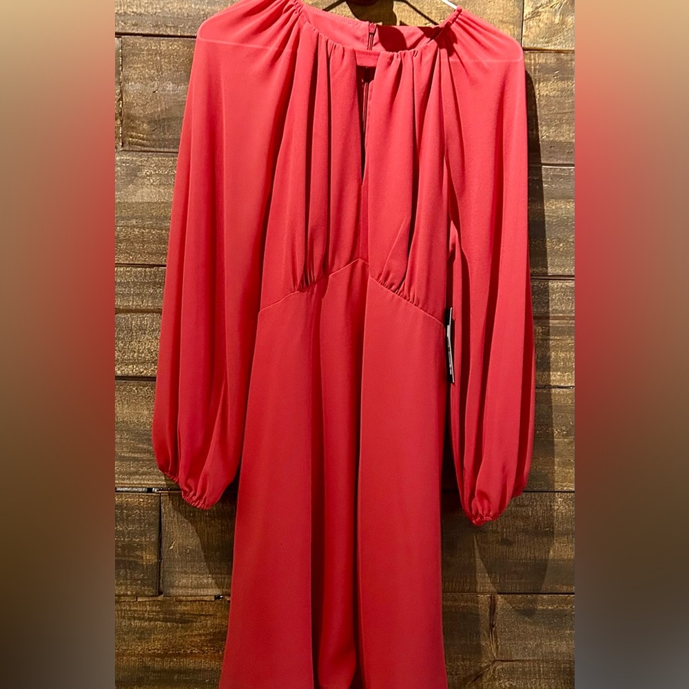 Elegant Red Long-Sleeve Dress